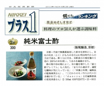 日経新聞別冊「日経プラス1」に飯尾醸造が紹介されました
