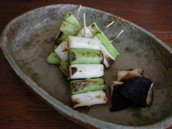 焼ネギと椎茸の酢づけ